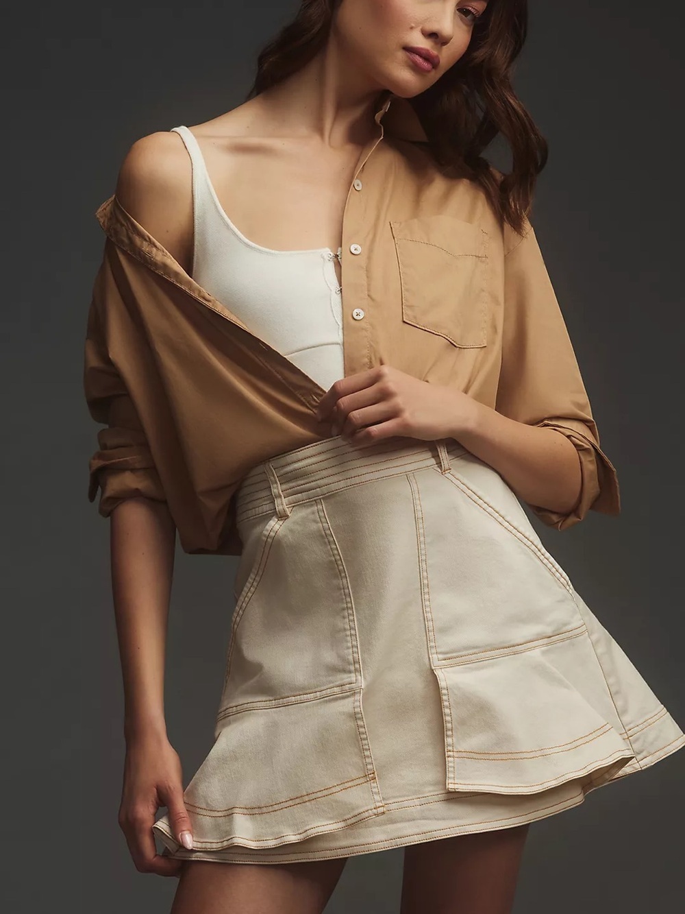 Pilcro Anthropologie Kick Flare Mini Skirt (102)